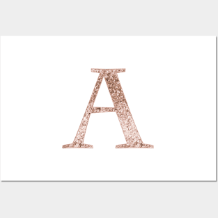 A rose gold glitter monogram letter Posters and Art